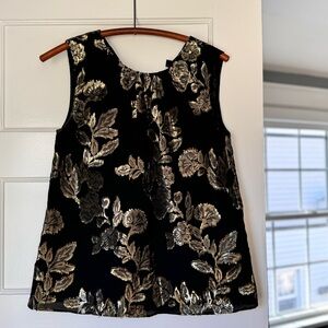 Ann Taylor Sleeveless Glittery Gold Top XS
